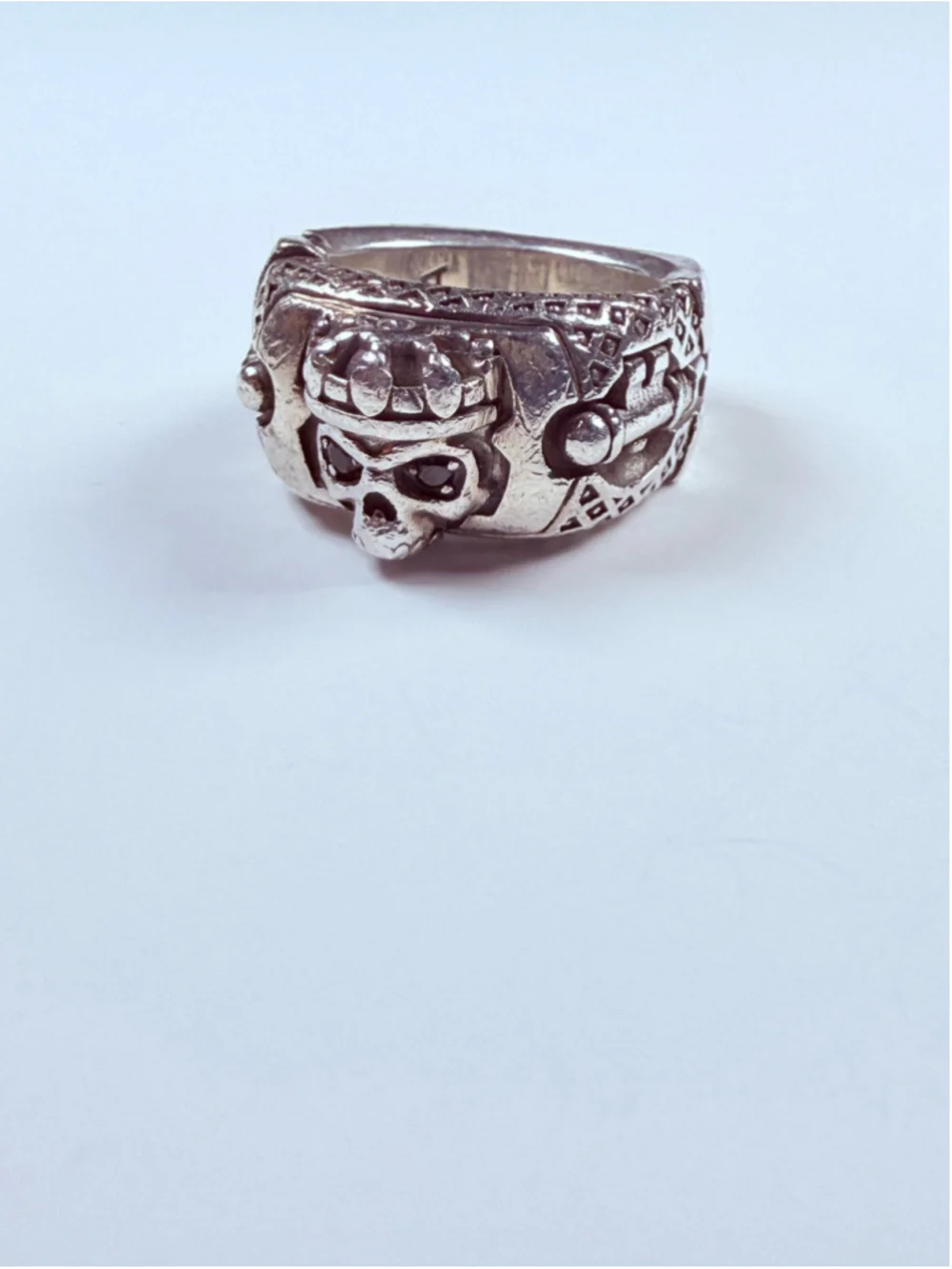 NightRider King's Ring Black Onyx Eyes 925 Sterling Silver Biker Ring $690